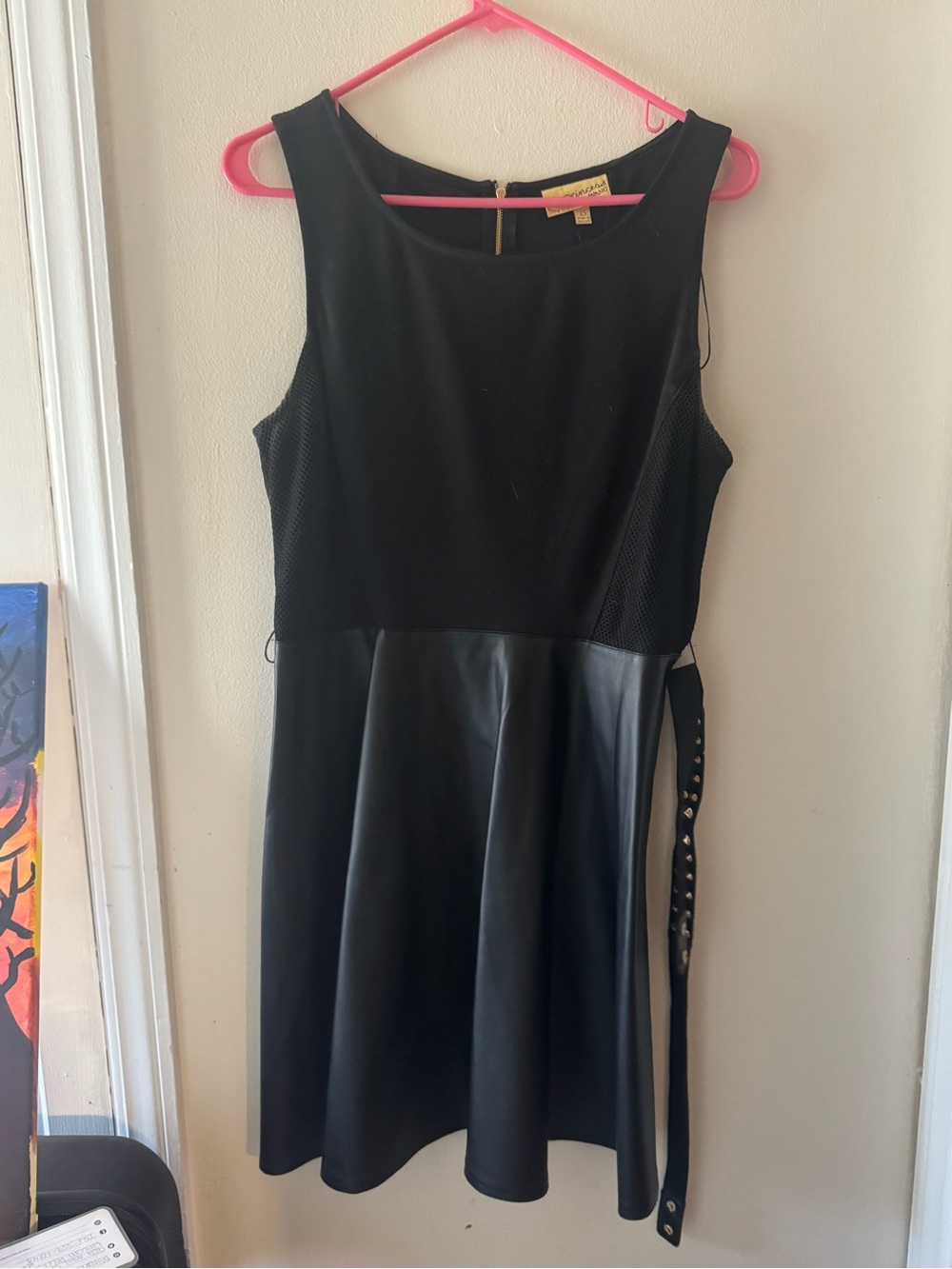 Black Faux-Leather Fit & Flare Dress